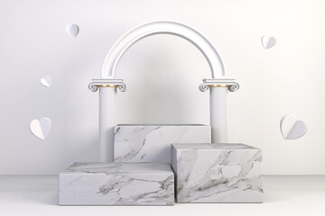 3d rendering, Luxury Podium roman style on background white for show product.