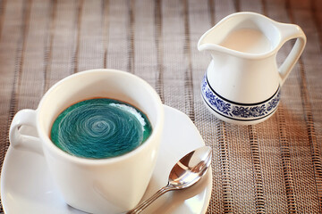 sea inside a cup art background, water abstract concept summer, spring