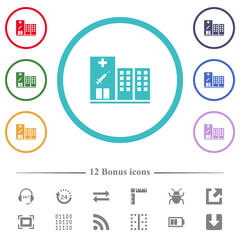 Vaccination station flat color icons in circle shape outlines