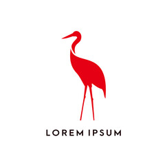 Obraz premium crane bird logo. stork logo