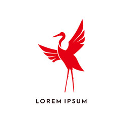 crane bird logo. stork logo - obrazy, fototapety, plakaty