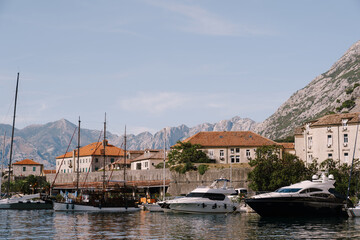 Fototapeta na wymiar Pier near old town Kotor, Montenegro. Travel photo.