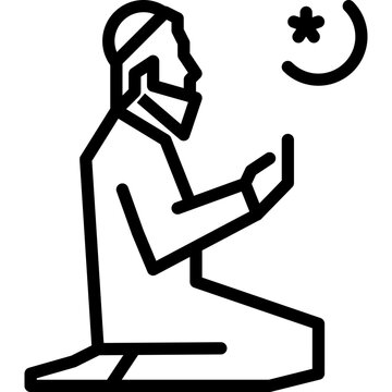 praying muslim man black line art clip art preview