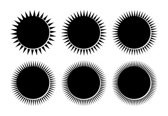 Fototapeta premium Set of circle sunburst shape illustration - Vector