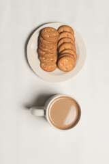 flat lay coffee and cookies