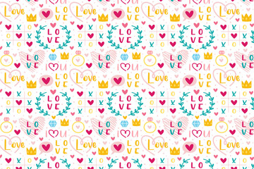 St Valentine's Day. Love, heart, ring, crown. Relationship, emotion, passion. Pattern, texture, background.