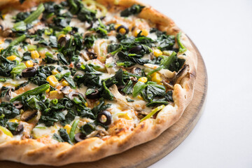 Fresh Italian pizza out of the oven