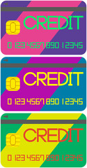 クレジットカード（サイケデリックカラー）3枚セット