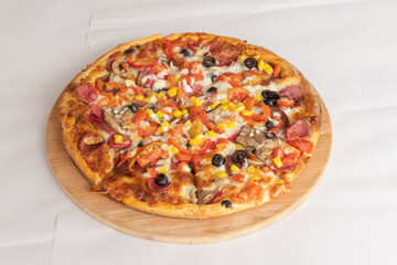 Fresh Italian pizza out of the oven