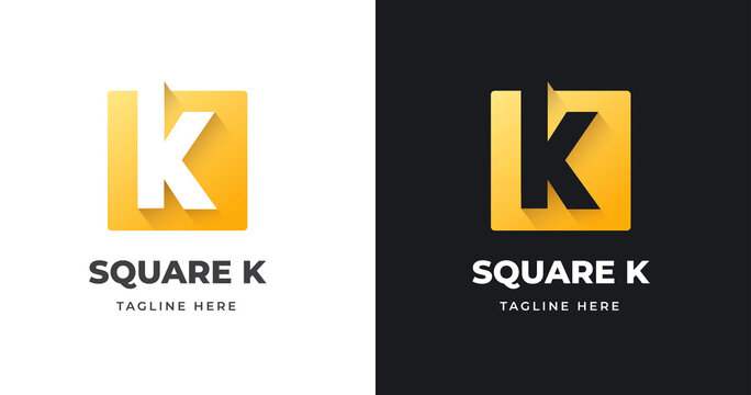 Letter initial K logo design template with square shape design vector illustration