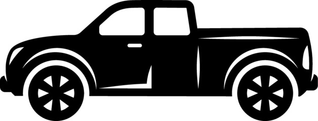 Vector illustration of the pickup truck silhouette - obrazy, fototapety, plakaty