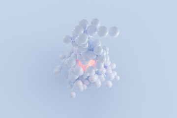 Abstract 3D background of shiny blue spheres against blue. 3D rendering.