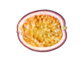 Half of passion fruit isolated on white