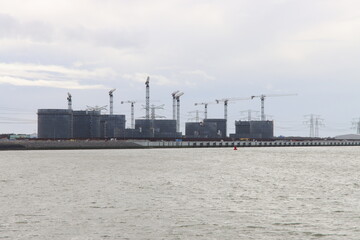 Fototapeta na wymiar Construction of HES tank terminal in the Maasvlakte Harbor in Rotterdam