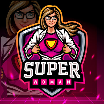 Super woman mascot. esport logo design
