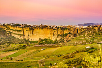 Naklejka premium Ronda town and valley, Andalusia, Spain.