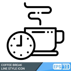 coffee break icon in line style isolated on white background. EPS 10. colour been editable
