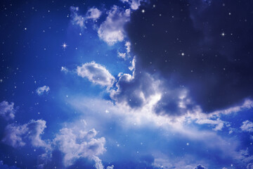 Obraz na płótnie Canvas Space of night sky with cloud and stars.