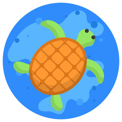 turtle swimming in lake Landscape Concept, Animal in Wate Vector Color Icon Design, Nature Lover Symbol on White background, Heart in nature Stock illustration, Beautiful scenery Ideas in Round Shape,