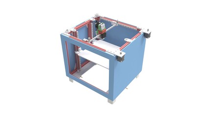 3D rendering of a small consumer 3d printer isolated on a white background