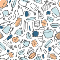 Kitchenware. Vector  pattern