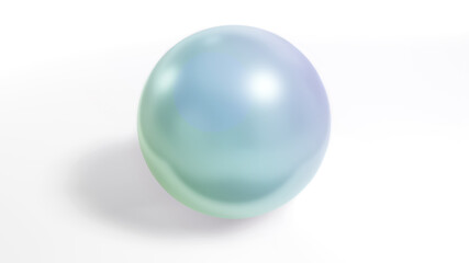 Pearl in 3D, realistic ball with iridescent texture and soft shadow, beautiful pearl as 3D rendering illustration.