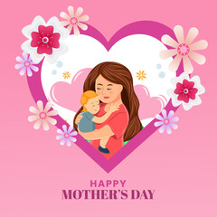 Happy mother's day illustration paper style