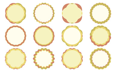 丸型・円形のお花のようなフレームセット　ゴールド・ベージュ・ブラウン系