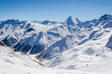 Fototapeta na wymiar Austrian Alps in winter near the popular ski resort of Ischgl.