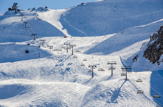 Ski lifts and trails near the Austrian resort of Ischgl