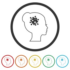 Virus head ring icon isolated on white background color set