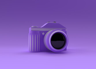 3D Render SLR Camera on a Color illustration.