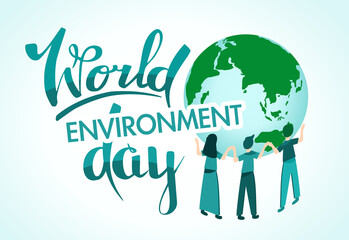 World Environment Day. Banner on the theme of ecology and caring for nature. Planet earth.