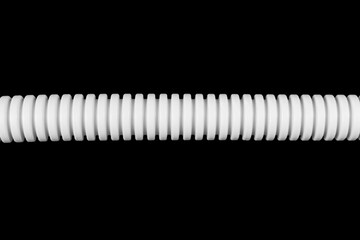 Plastic corrugated pipe tube for electrical installation close-up. Corrugated pipe isolated on...