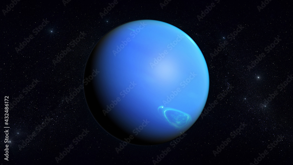 Sticker neptune. an image constructed using the best available imagery from voyager 2.
