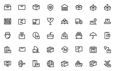 set of delivery icons, logistic, box, transport