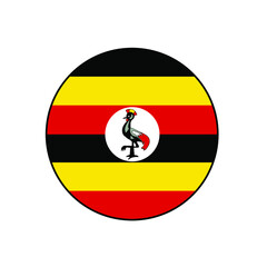 Flag of Uganda Vector Circle Icon Button for Africa Concepts. 