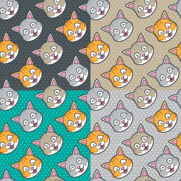 cute cats seamless pattern illustration