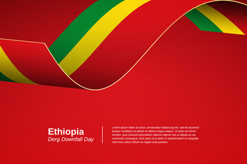 Happy derg downfall day of Ethiopia. Creative waving flag banner background. Greeting patriotic nation vector