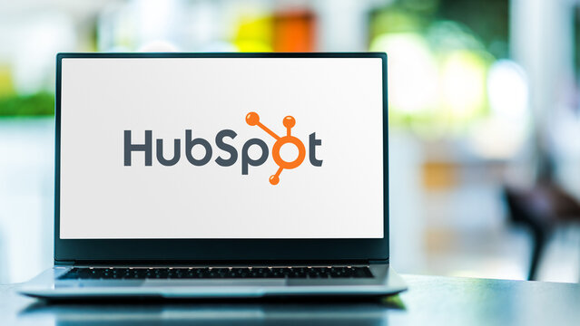 Laptop Computer Displaying Logo Of HubSpot