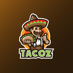 Taco mascot logo design vector with modern illustration concept style for badge, emblem and t shirt printing. Taco illustration.