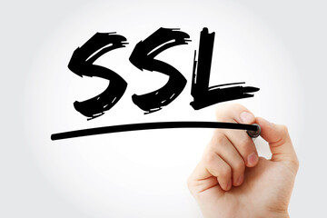 SSL - Secure Sockets Layer acronym with marker, technology concept background.