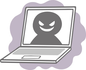 パソコンとネット犯罪者のイラスト素材