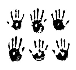 Fototapeta premium Grunge Ink Hand Imprints Set Isolated