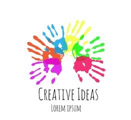 Creative Ideas Hand Imprints Set Icon in Circle