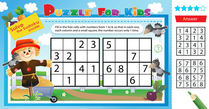 Solve The Sudoku Puzzle Together With The Bogeyman. Logic Puzzle For Kids. Education Game For Children. Worksheet Vector Design For Schoolers.