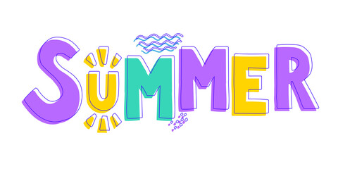 SUMMER! colorful typography banner. Summer poster, banner vector illustration and design for poster card