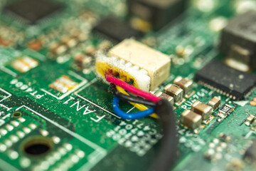 Dirty and dusty microcircuit inside the laptop, the reason for poor performance