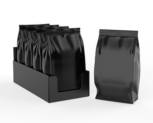 Blank Bag Food Packaging Mock up. 3D Render illustration.