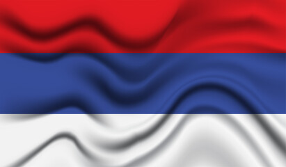 Abstract waving flag of Republika Srpska with curved fabric background. Creative realistic waving flag of Republika Srpska vector background